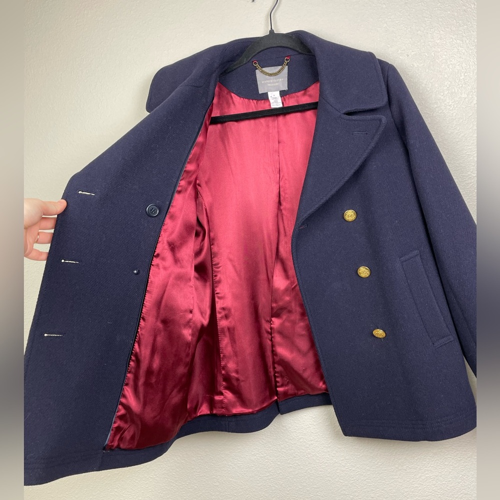 J.CREW Women's 10 Stadium Cloth by Nello Gori Peacoat Navy Wool Double Breasted - Picture 9 of 16